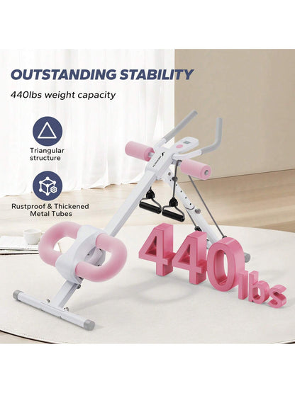 MERACH Ab Machine, Adjustable Ab Trainer for Core Workout at Home, Foldable, Knee Support, Abdominal Exercise Machine for Home, Core Training System