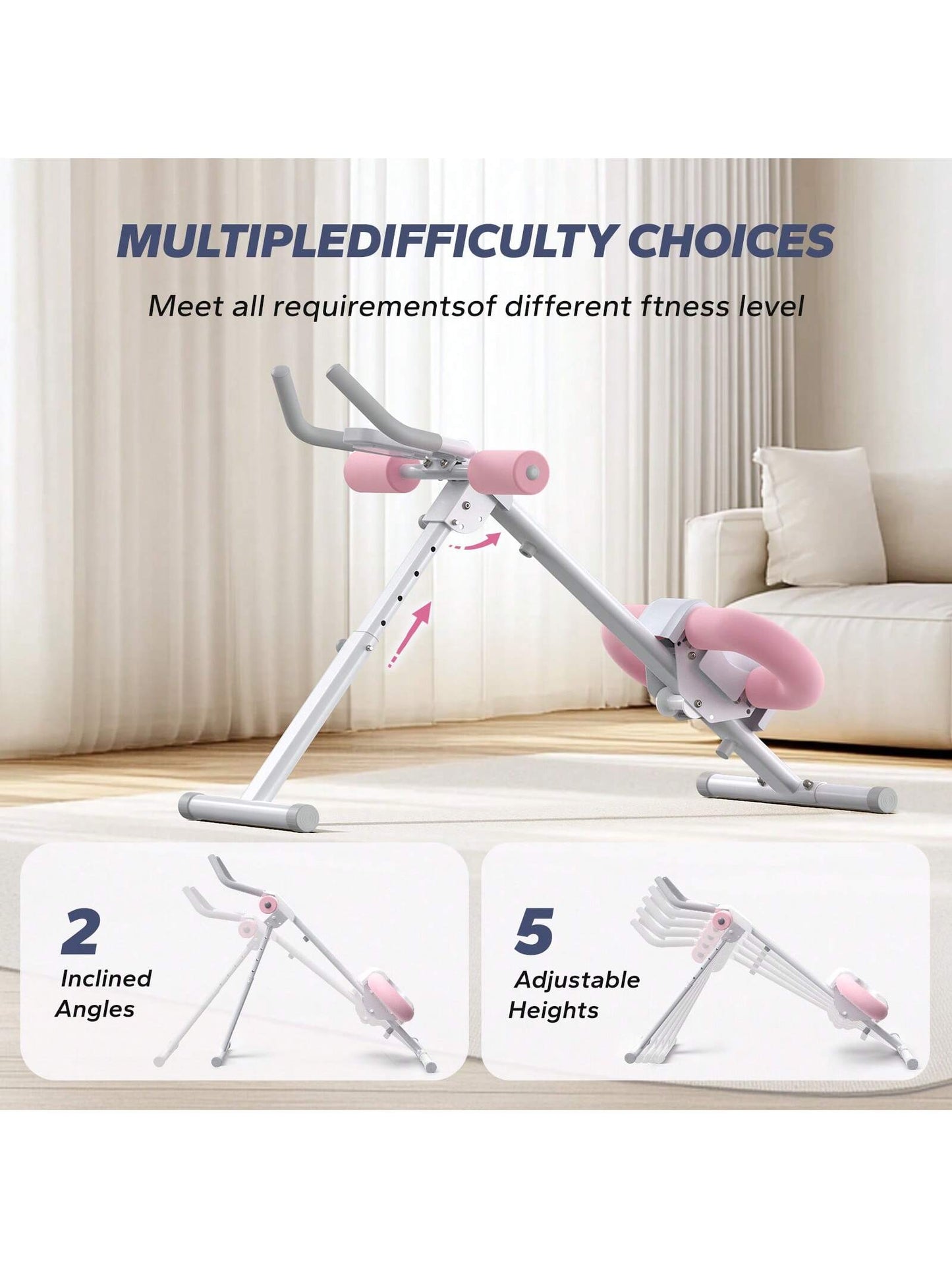 MERACH Ab Machine, Adjustable Ab Trainer for Core Workout at Home, Foldable, Knee Support, Abdominal Exercise Machine for Home, Core Training System