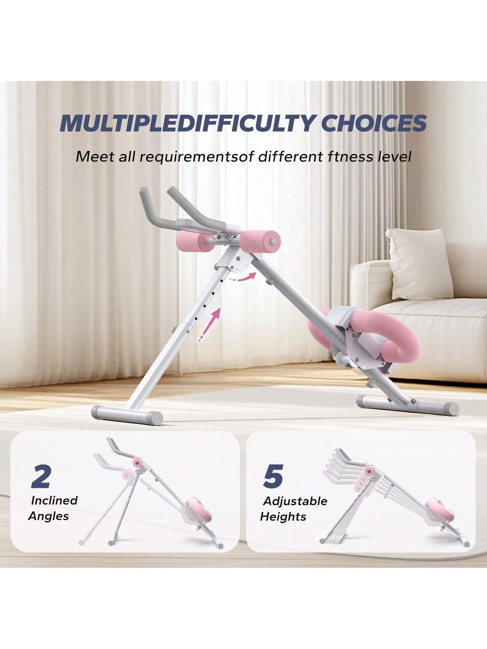 MERACH Ab Machine, Adjustable Ab Trainer for Core Workout at Home, Foldable, Knee Support, Abdominal Exercise Machine for Home, Core Training System