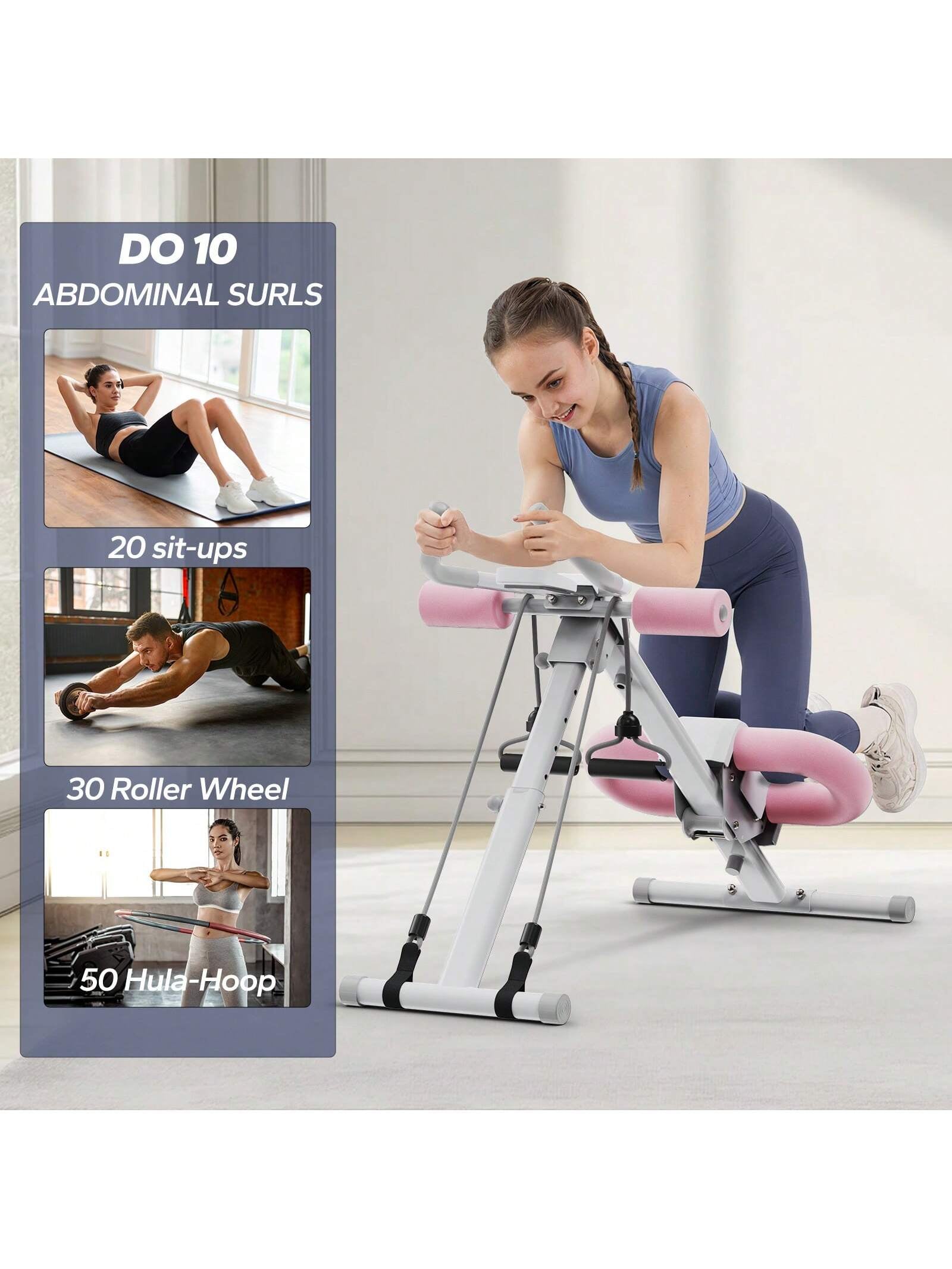 MERACH Ab Machine, Adjustable Ab Trainer for Core Workout at Home, Foldable, Knee Support, Abdominal Exercise Machine for Home, Core Training System